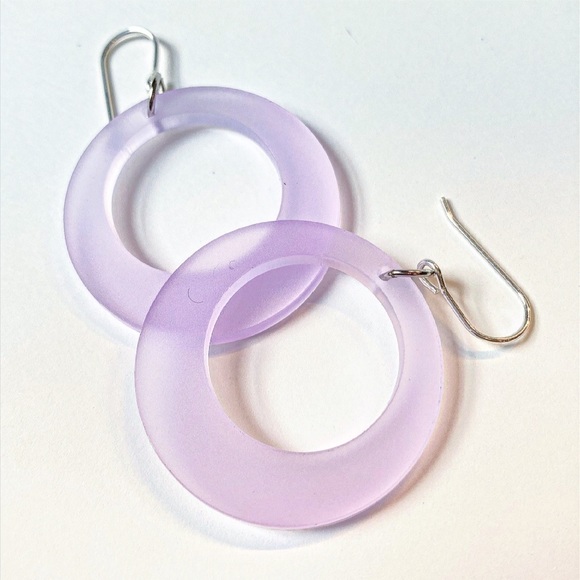 Handmade Retro Mod Style drop hoop earrings - Picture 1 of 6